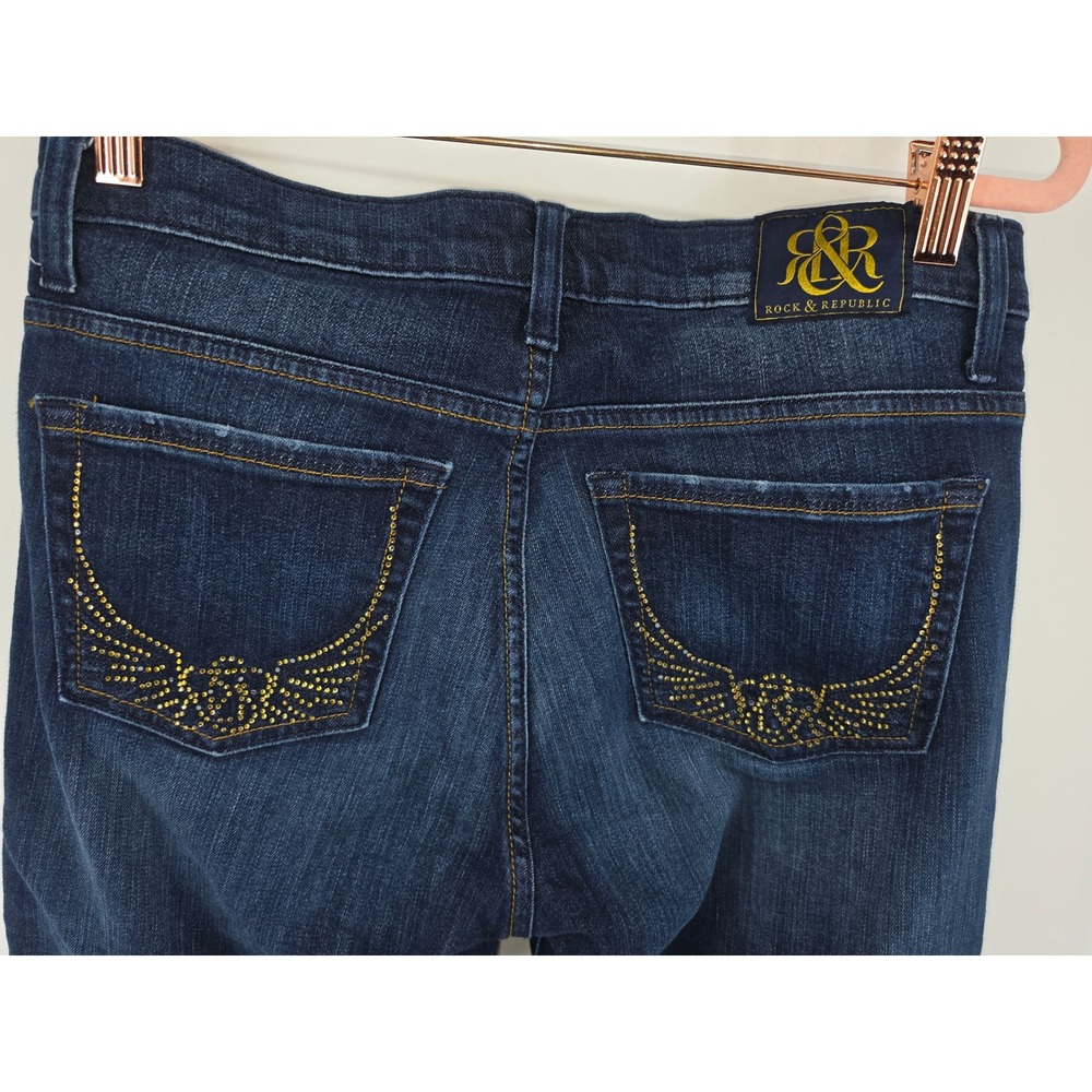 Rock & Republic Kasandra Dark Wash Studded Bootcut Jeans Size 10M R010348 - Picture 7 of 11